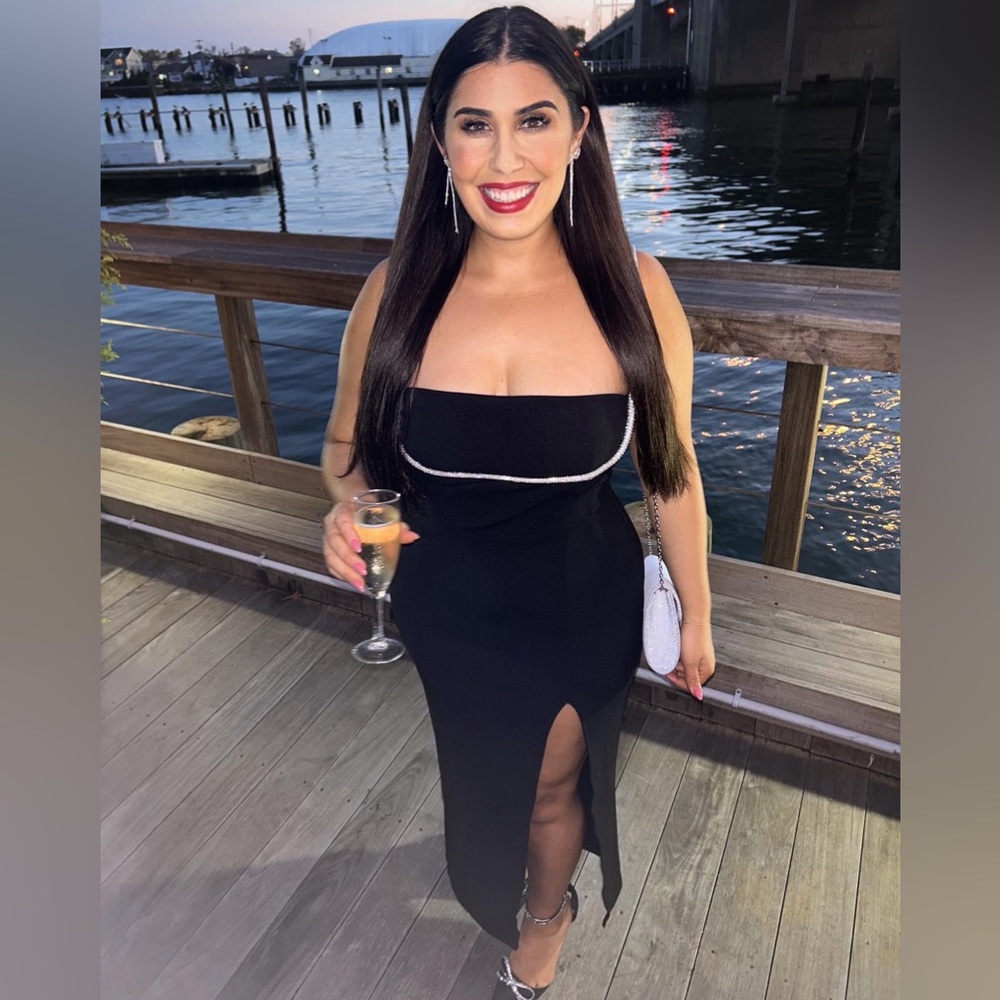 Black gown with silver rhinestones